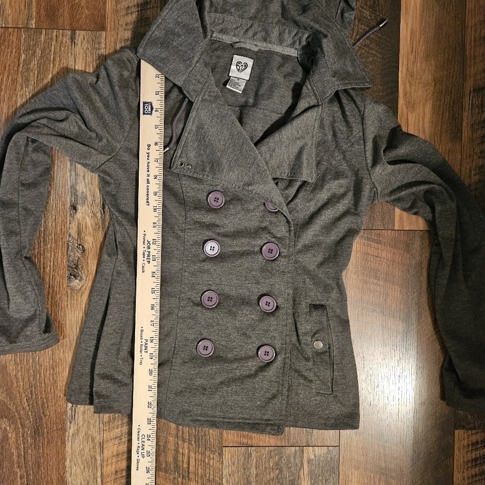 579 Gray Double Breasted Hooded Jacket Size M - Picture 12 of 13